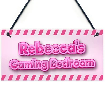 Image of RED OCEAN Girls Gaming Bedroom Sign PERSONALISED Girl Gamer Gift For Daughter