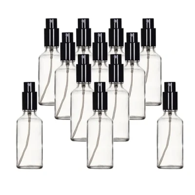 Image of YIZHAO 50ml Clear Glass Spray Bottle for Essential Oils, Small Empty Fine Mist Bottle, Cleaning, Aromatherapy, Cosmetic Sprays, Hair 12 Pcs