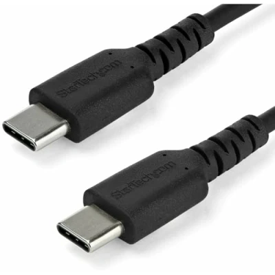 Image of StarTech.com 1m USB C Charging Cable Durable Fast Charge &amp; Sync 3.1 Type to Laptop Charger Cord TPE Jacket Aramid Fiber M/M 60W Black Samsung S10 S20 iPad Pro MS Surface (RUSB2AC1MB)