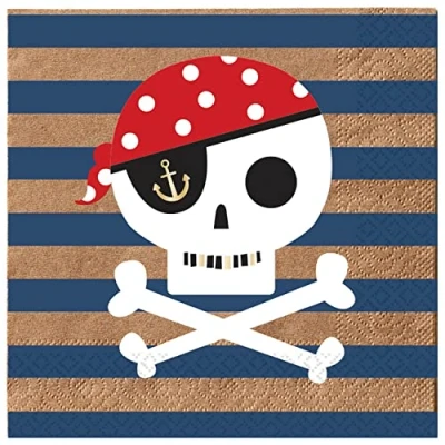 Image of Amscan 9910322 Treasure Island Pirate Kids Birthday Party Luncheon Napkins 16 Pack
