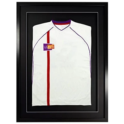 Image of Vivarti DIY Adult 3D Mounted Sports Shirt Display Frame for Football Shirt, Rugby Band T Shadow Box 60 x 80cm Black Frame, Mount, Backing Card