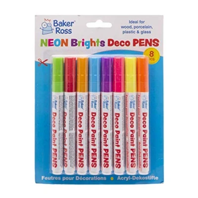 Image of Baker Ross AW426 Neon Brights Deco Paint Pens (Pack of 8), Assorted, 8 Count 1)
