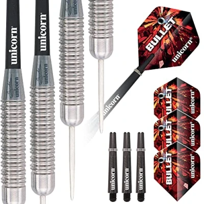 Image of Unicorn Steel Tip Darts Set Gary &#039;The Flying Scotsman&#039; Anderson Bullet Super Durable Natural Stainless Barrels 24 g