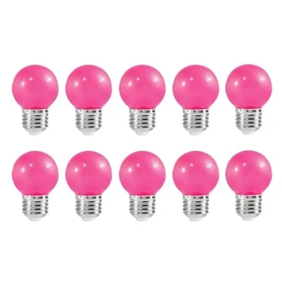 Image of ZFQ 10 Pack E27 Bayonet Colored LED Light Bulbs 2W G45 Golf Ball Mini Globe Bulb Lighting Bulbs,Pink for Outdoor Indoor String Patio Garden Party Christmas, Tree, Fairy Night Lights