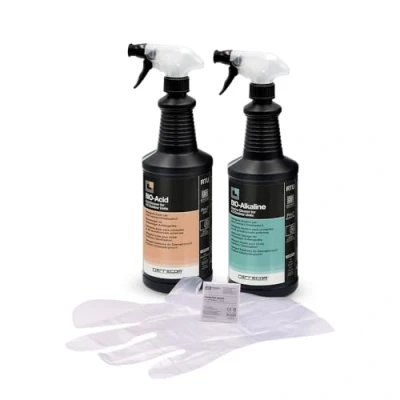 Image of ERRECOM Cleaning Kit for A/C Condensers with Biodegradable Surfactants, includes 1 L Bottle of Acid Cleaner BIO Acid, Alkaline and Disposable Gloves