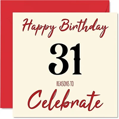 Image of Fun 31st Birthday Cards for Men Woman Reasons To Happy Card Dad Mum Son Daughter Brother Sister Uncle Auntie Cousin, 145mm x Greeting Cards,