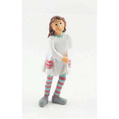 Image of Melody Jane Dolls House People Modern Little Girl in Striped Tights Resin Figure