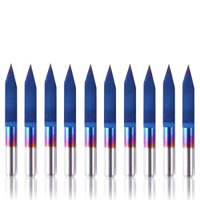 Image of SainSmart Genmitsu 10Pcs Nano Blue Coat Engraving Bits, 30 Degree 0.1mm Tip 1/8&quot; Shank Conical V Bit