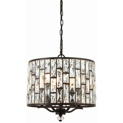 Image of Belle 5 Light Ceiling Pendant Dark Bronze, Clear Crystal, E14