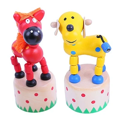 Image of Bigjigs Toys Farm Animal Pushup (Pack of 2 Horse and Dog)