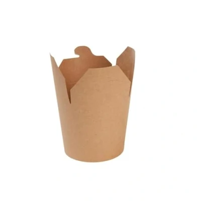 Image of BIOZOYG Take Away Noodle Box Chinese Out Organic Packaging Pasta I Food Boxes Folding Lid Cardboard with PLA Inner Coating Compostable 50 Lids brown 26oz