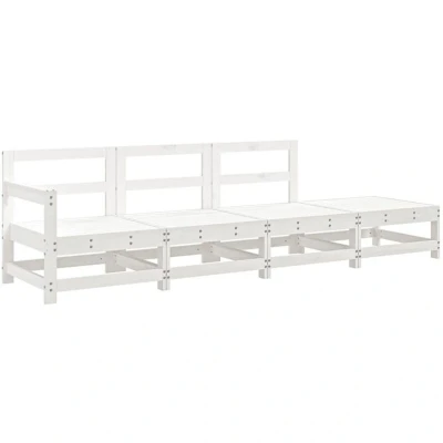Image of vidaXL 4 Piece Garden Lounge Set White Solid Pinewood