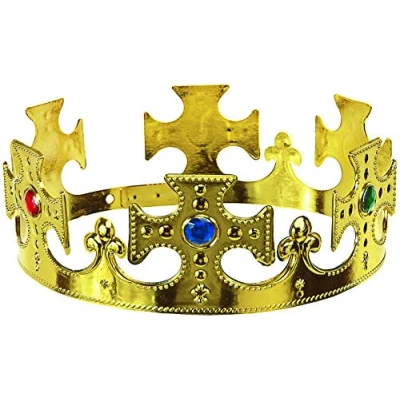 Image of Balinco Crown Cross in Gold King&#039;s Queen&#039;s set with coloured rubies the perfect accessory for your royal costume