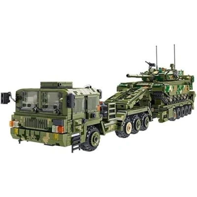Image of FULHOLPE Technology Tank Building Kit, 2784PCS Military 99A Transporter Model Blocks, Truck Vehicle Construction Toy Compatible with Major Brands
