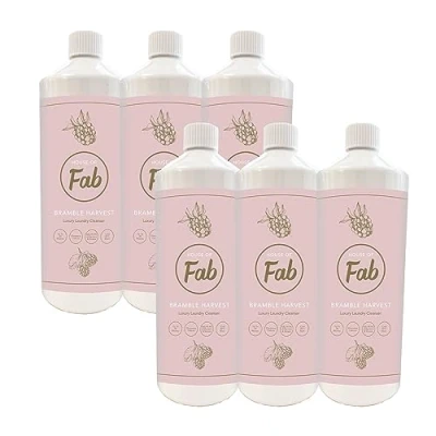Image of Fabulosa House of Fab Luxury Fragranced Antibacterial Laundry Cleanser and Fabric Softener, Premium Sanitiser Freshener, 120 Washes, 1L, 6 Pack, Bramble Harvest