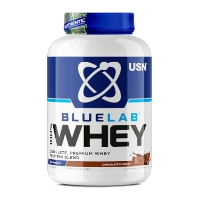 Image of USN Blue Lab Whey Protein Powder: Vanilla 2kg Post Workout Isolate Muscle Building Powder Supplement With Added BCAAs