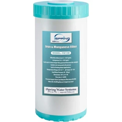 Image of iSpring FM15B Iron and Manganese Reducing Replacement Filter Cartridge for Whole House Water Filtration System WGB21BM, 10&quot;x4.5&quot; High Capacity