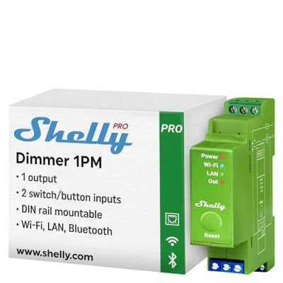 Image of Shelly Pro Dimmer 1PM Wi Fi, LAN &amp; Bluetooth 1 Channel Smart with Power Metering Home Automation DIN Rail Compatible Alexa Google iOS Android App