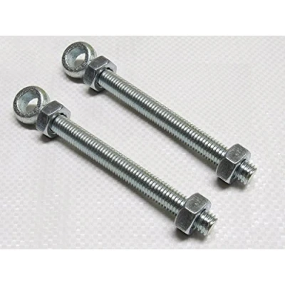 Image of X2 16MM x 150MM Zinc Plated Swing Gate Eye Bolts with 2 Nuts Bright Hinge Eyebolt