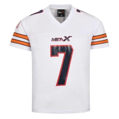 Image of Mens Oversized T Shirt American Football Style Top Jersey 100% Polyester Team (White and Orange, XL)