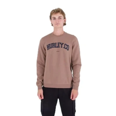 Image of Hurley Men&#039;s Applique Crew Sweatshirt, Taupe Haze, S