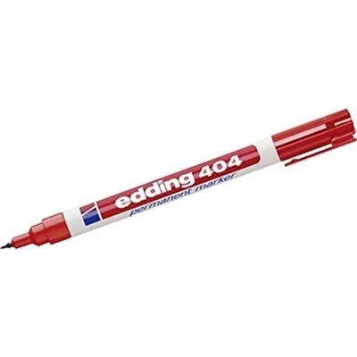 Image of edding 404 Permanent Marker Red 1 Pen Fine Round Tip 0.75 mm Waterproof, Quick Drying, Smear Proof Pens for Cardboard, Plastic, Wood, Metal, Glass and Fabric
