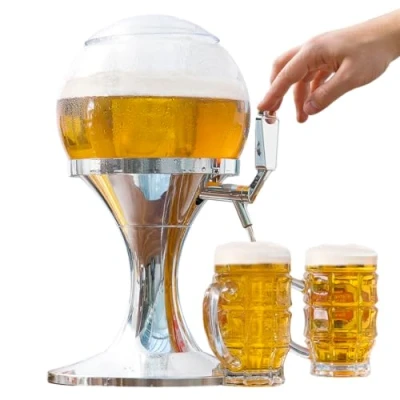 Image of InnovaGoods Refrigerant Beer Dispenser, Acrylic, Metallic Silver, 24x24x42 cm