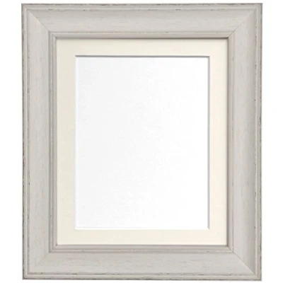 Image of FRAMES BY POST Scandi Vintage Distressed Ivory Grey Picture Photo Frame with Mount A2 For Image size A3