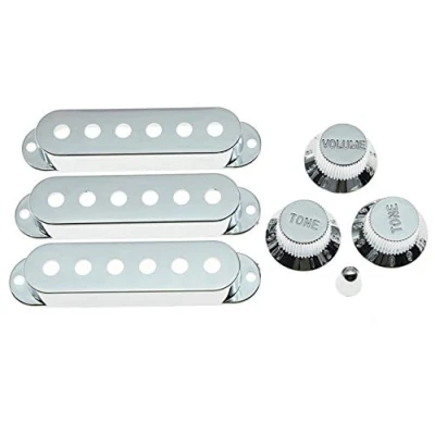 Image of Dopro ST Strat Pickup Covers Knobs and 10 Way Switch Tip Cap Chrome