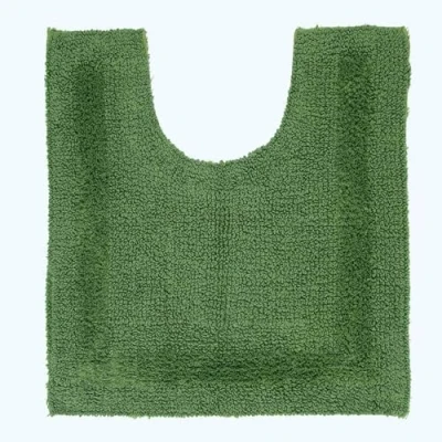 Image of HOMESCAPES Toilet Mat, Luxury 1600gsm Extra Soft 100% Cotton, Reversible Bathroom Mats Non Slip, Washable, Super Absorbent, Quick Dry, Bottle Green Pedestal Mat for Toilet, 50 x 55 cm