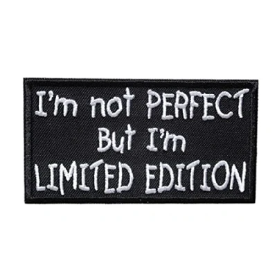 Image of Biker Quote Saying I?M Not Perfect But Limited Edition Iron On Patches Adhesive Badges Stickers Appliques, Size: 3.54 x 1.97 Inches