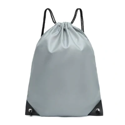 Image of Kono Drawstring Gym Bags Unisex Sports Backpack Swimming Bag Large PE Lightweight Daypack for Hiking, Gym, Travel, Beach (Grey)