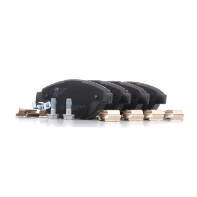 Image of 01605354, 1605354 Brake pad set FEBI BILSTEIN 16630 Front Axle with acoustic wear warning fastening material attachment