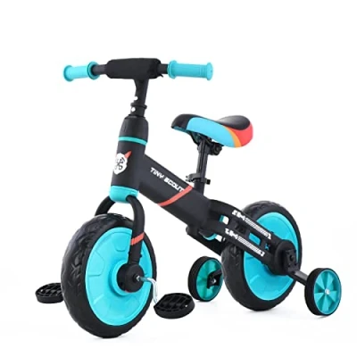 Image of UBRAVOO Balance Bike for 2 5 Years Old Boys&amp;Girls, 12 Inch 4 in 1 Toddler Walking Bicycle with Detachable Training Wheels &amp; Pedals(JL102, Blue)
