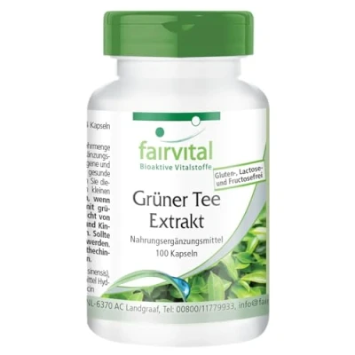 Image of Fairvital Green Tea Extract Vegan HIGH Dosage 100 Capsules Camellia sinensis with at Least 50% polyphenols