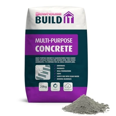 Image of The Glowhouse Multi Purpose Concrete Bag Ready Mixed, Just Add Water, Suitable for All Jobs, Driveways, Paths, Walls, Steps and more, Waterproof 20kg