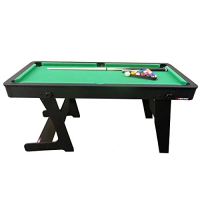 Image of VIAVITO PT100X 5ft Folding Pool Billiards Table with All Accessories, Space Saving Steady Portable Easy Storage Family Leisure Game Set for Kids &amp; Adults w/Cues, Balls, Chalk, Triangle Brush