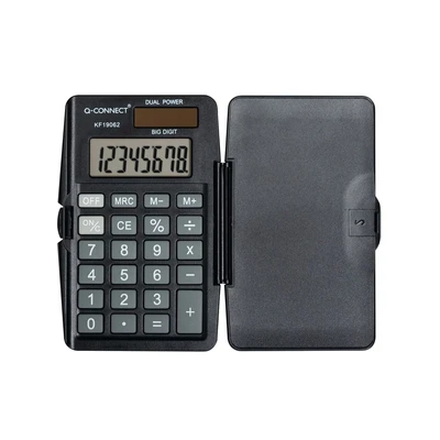 Image of Q Connect 8 Digit Pocket Calculator with Cover Black KF19062