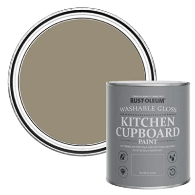 Image of Rust Oleum Brown Kitchen Cupboard Paint in Gloss Finish Café Luxe 750ml