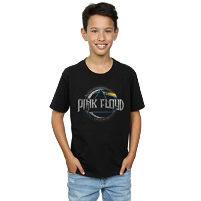 Image of Pink Floyd Boys Dark Side of The Moon Circular Logo T Shirt 5 6 Years Black