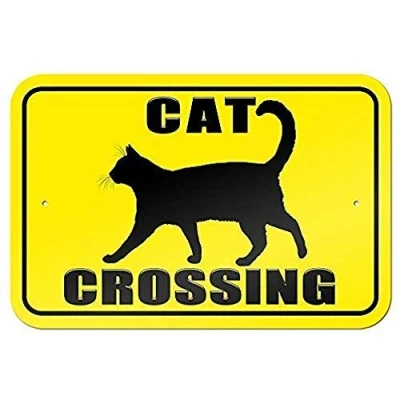 Image of Lotusworld New Warning Sign Cat Crossing Aluminum Metal 8x12 inches