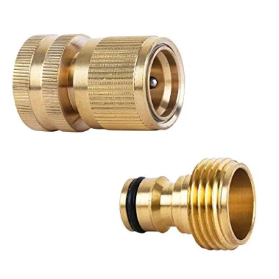 Image of Garden Hose Quick Connect,3/4 inch Brass Female Thread Tap Connector Male Adapter Connectors Fittings for Car Wash Guns Irrigation Systems(1 Pair)