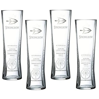 Image of Strongbow Heritage Pint Glasses CE 20oz / 568ml Set of 4 Toughened Draft Cider Glasses, Arc Fully Tempered