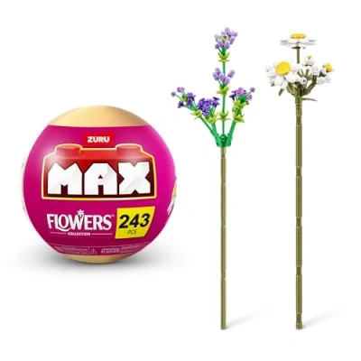 Image of MAX Premium Flowers Building Bricks Collection (up to 243 pieces, 2 per capsule, 10 collect). (Common Daisy and Lavender, 1 Capsule)