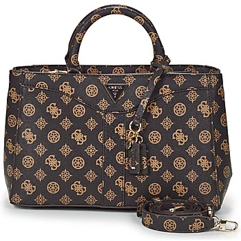 Image of Guess Dorys Luxury Satchel Handbag, Women&#039;s, Size: One Size, Mocha logo