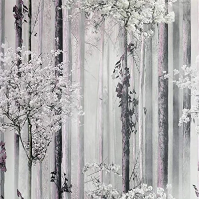 Image of YöL Blossom Forest Wallpaper Dusky Pink Grey Enchanted Trees Nature Matt