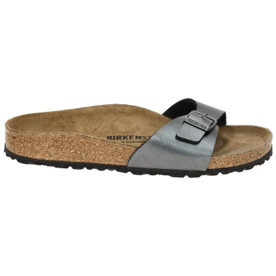 Image of Birkenstock Madrid BS Birko Flor Unisex Metallic Black Slides Sandals