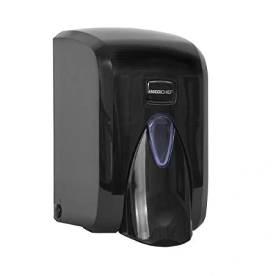 Image of Medichief Wall Mounted 500ml Soap Dispenser Manual Hand Operated &#039;Push Button&#039; Black Liquid Suitable For Sanitiser, Soap, Shampoo &amp; Conditioner