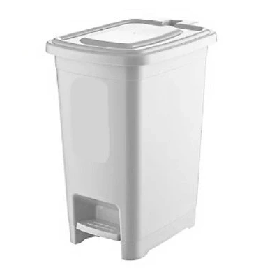 Image of 10 Litre Small Slim Plastic Pedal Bin Bedroom Bathroom Kitchen Rubbish Dustbin (White)