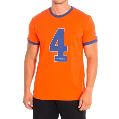 Image of La Martina Mens Short Sleeve T Shirt TMR312 JS206 Orange Cotton Size Small